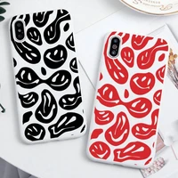 funny trippy smiley face phone case for iphone 13 12 11 pro max mini xs 8 7 6 6s plus x se 2020 xr candy white silicone cover