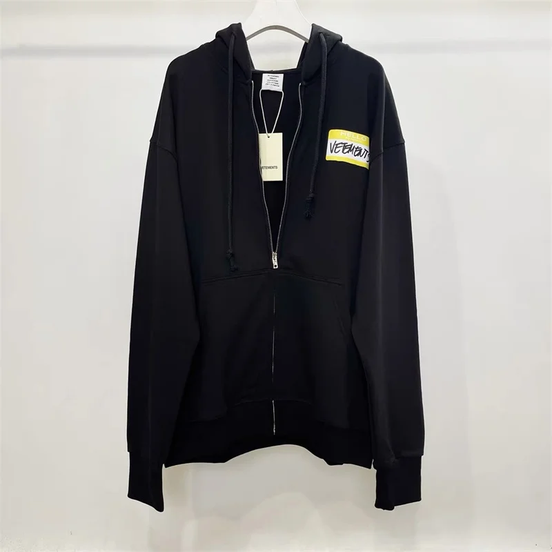 

2023FW My Name Is VETEMENTS Oversized Zipper Jackets Men Women 1:1 Pure Cotton Black Casual Jacket