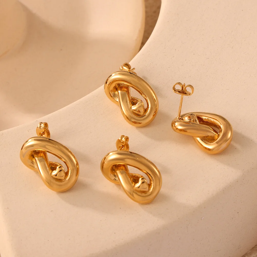 Женские серьги-гвоздики из нержавеющей стали с узелком