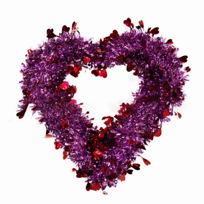 

Red Heart Shaped Wreath 2023 Valentine Day Decorations LED Garland Happy Valentine's Day Wedding Party Pendant Ornaments