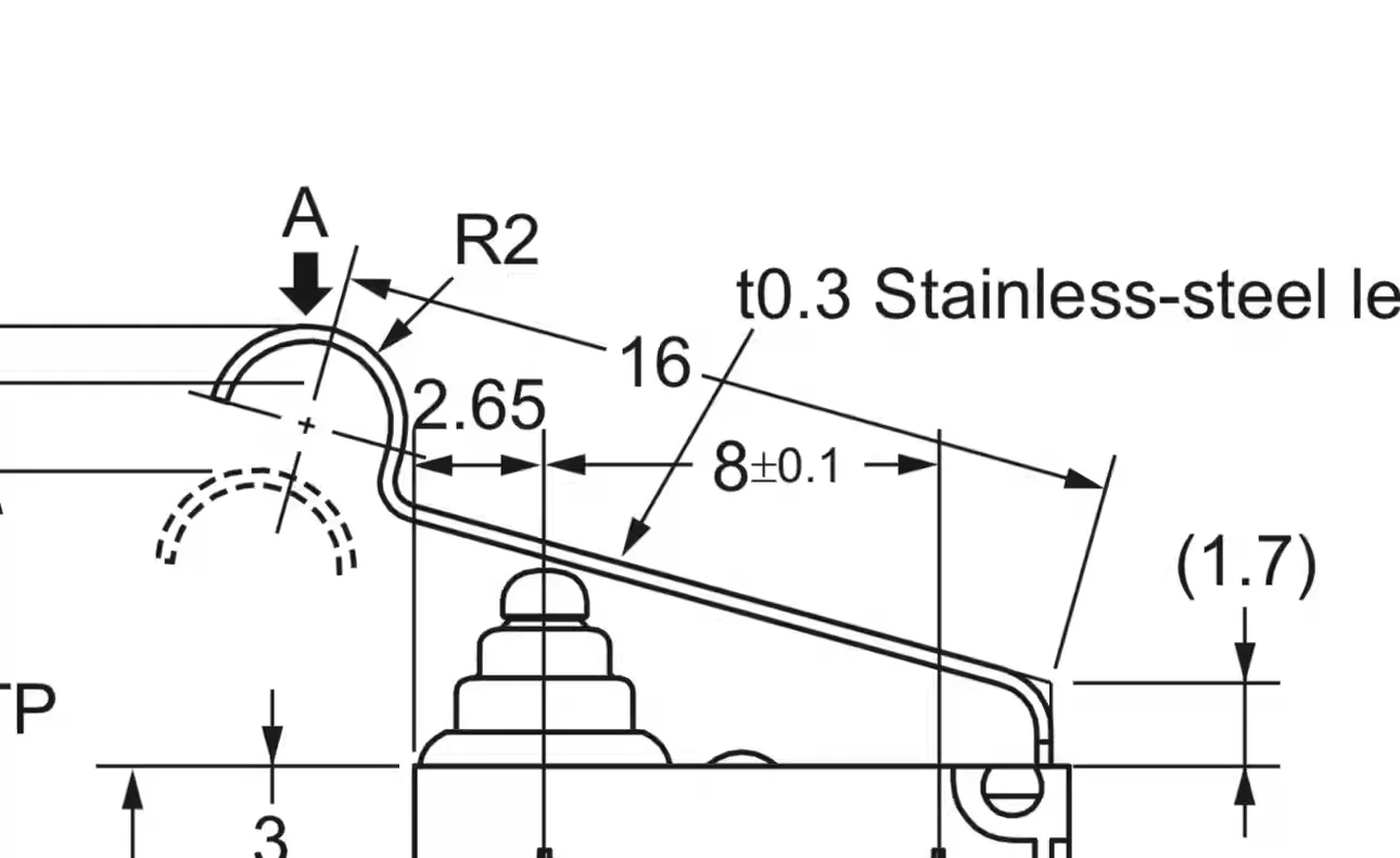 YYT D2HW-C273M Водонепроницаемый микропереключатель с небольшим изогнутым стержнем