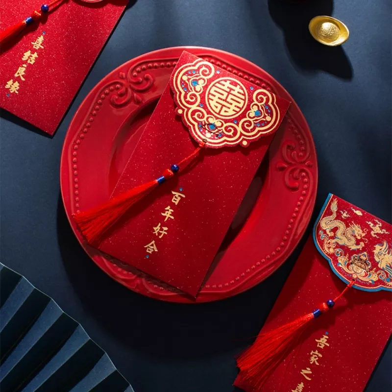 

Red Envelope New Year Red Pocket Hot Stamping Creative Red Bag Spring Festival Marriage Birthday Gift Envelopes