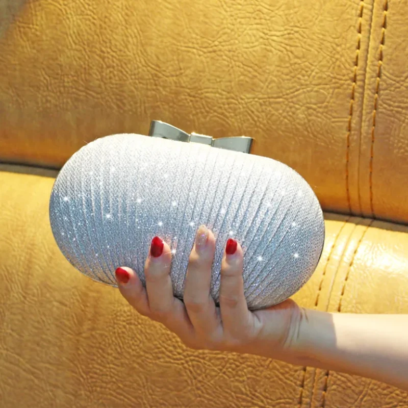 Fine new goose egg clutch bag cocktail dress dinner bag pleated bag party bag one shoulder bag cross-slung lady bag