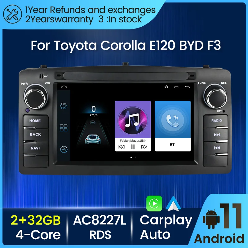 Android 11 Автомобильное радио для Toyota Corolla E120 BYD F3 2din стерео приемник навигация авто