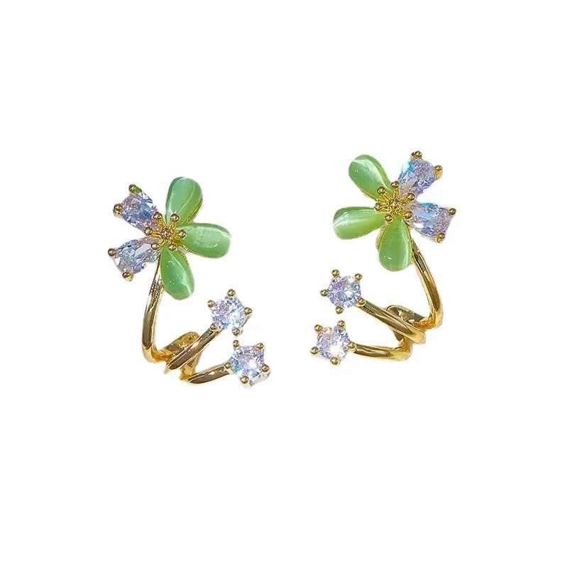 

Fashionable Stone Flower Alloy Earrings Small Fresh Earrings Niche Design Sense Geometric Shape Jewelry for Women