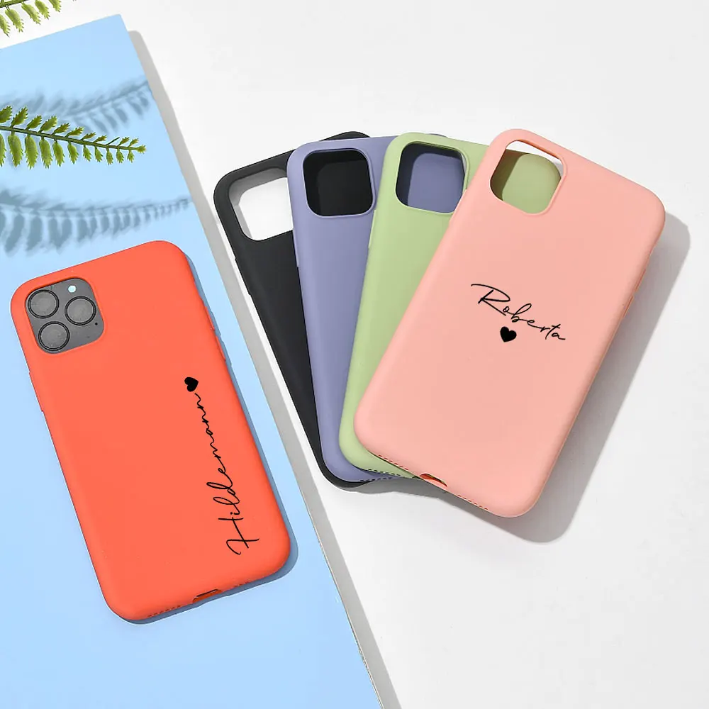 

Customized Personalized Name Phone Case For iPhone 13 Pro Max 12 11 X XS XR 7 8 Plus SE Silicone With Love Protective Back Cover