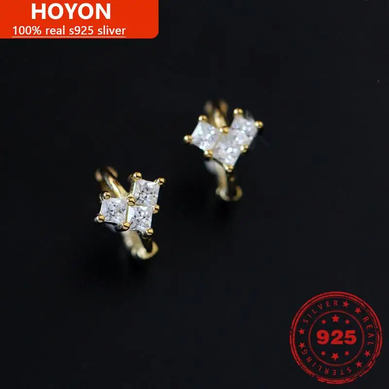 

HOYON silver 925 real 100% literary simple love ear buckle exquisite wild earrings trendy mini ear bone studs for women