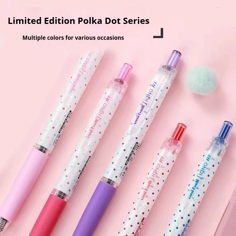 Фото Японская гелевая ручка Uni Mitsubishi UMN138S Limited Edition Polka Dot, выдвижная, 0.38 мм, для подписи, черные/синие/красные чернила №2