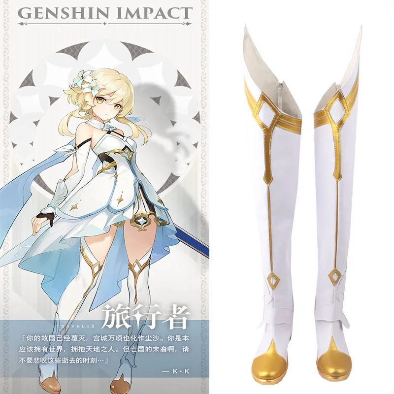 

Anime Game Genshin Impact Player Original Version Cosplay Shoes Traveler Lumine Fancy Boots Custom-made 35-44 Shoes
