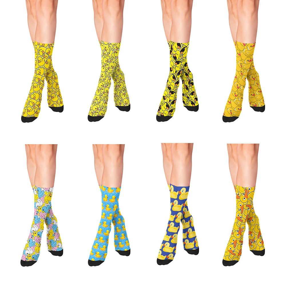 New Fashion Cute Duck Print Socks For Women Fun Harajuku Casual Cotton Cartoon Kawaii Men's Street Hip-Hop Happy Socks Gift