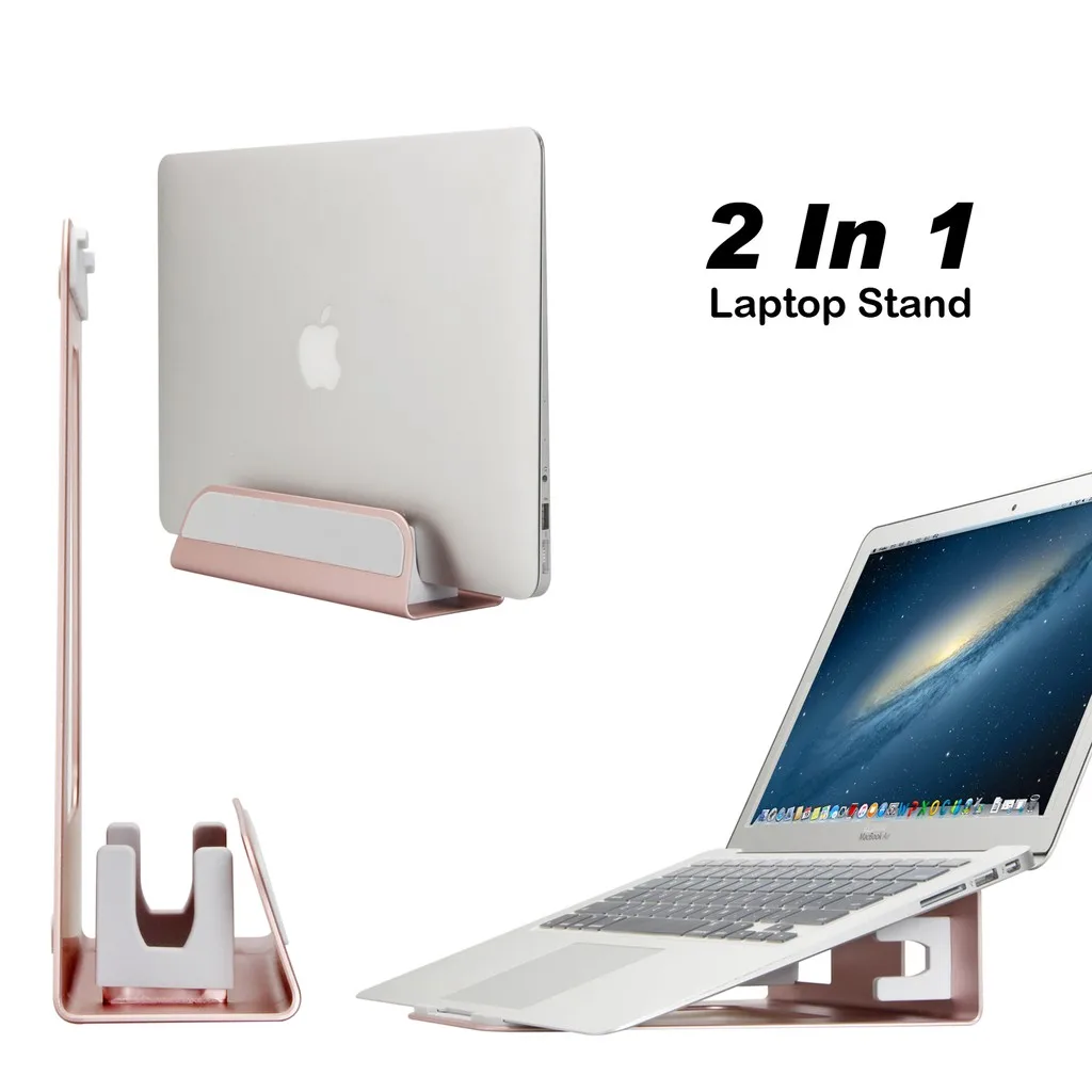

2 In 1 Function Aluminum Alloy Vertical Bracket Base/Ergonomic Laptop Stand Cooling for Macbook Air Pro 11 12 13 15 inch
