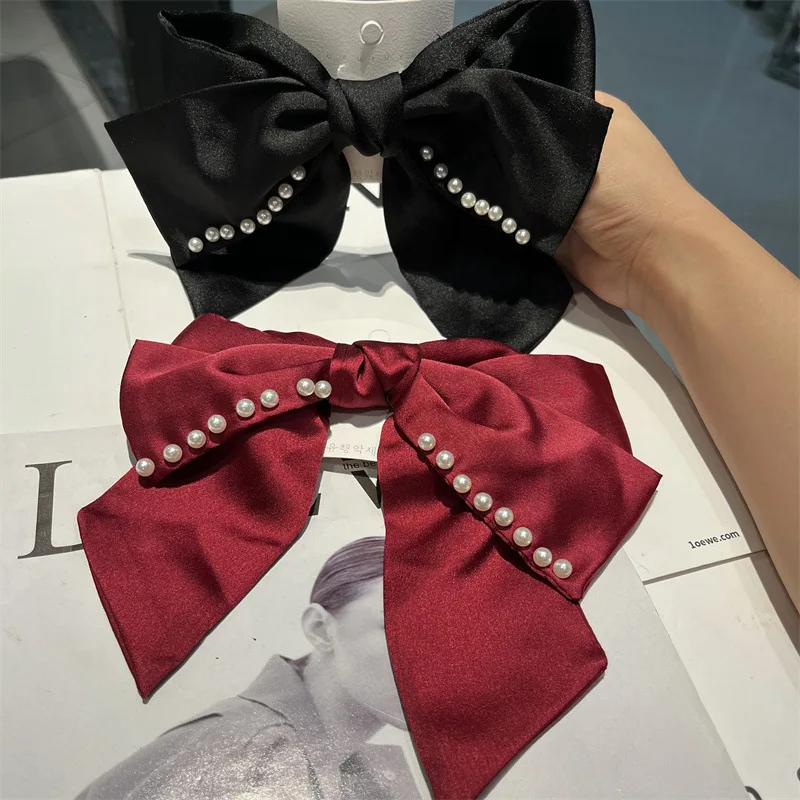 

French Black Texture Girl Sweet Bow Hairpin Hair Ornament Girl