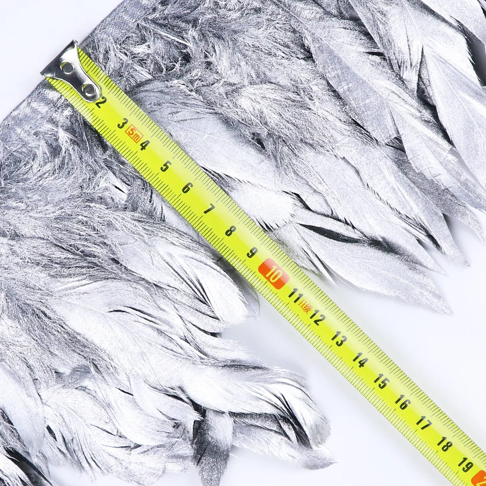 1 Meter Gold Silver Rooster Feather Trim for DIY Wedding Feathers Dress/Skirt Sewing Accessories Plumes Ribbon 13-18cm images - 6