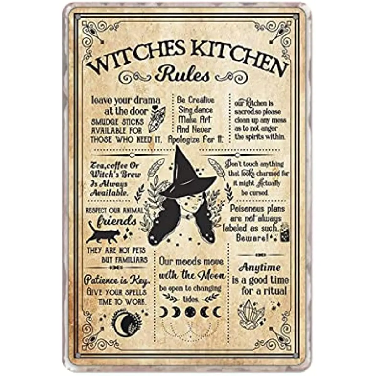 

Metal Tin Sign Vintage Witches Kitchen Rules Witchy Kitchen for Home, Living Room, Garden, Bedroom, Office, Hotel, Cafe