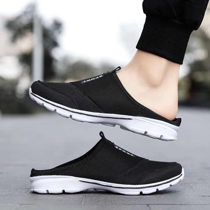 

Men Casual Mules Fashion Super Light Big Size Breathable Couple Flats Shoes Comfort Outdoor Slip-on Wear-resisting Half Slippers
