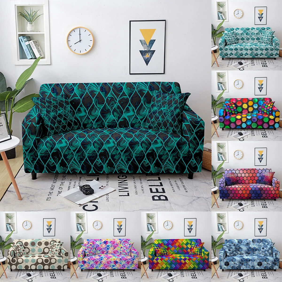 

Stretch Geometric Printed Sofa Slipcover Elastic Sofa Covers for Living Room Home Decor L-shape Couch Cover 1/2/3/4-seater