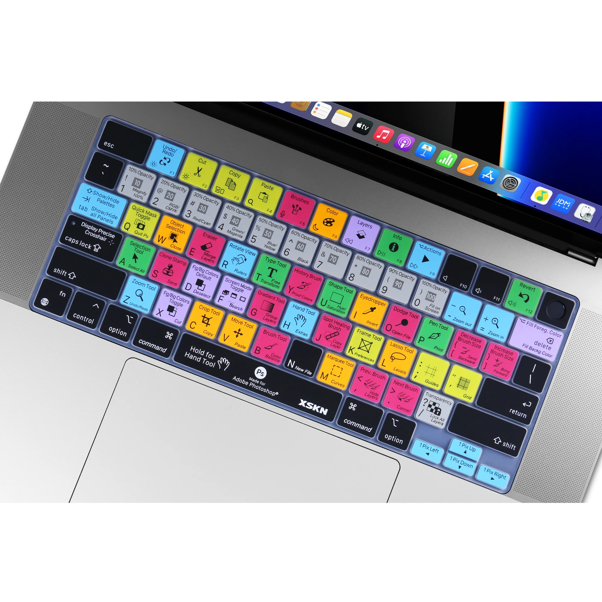 XSKN США ЕС Photoshop ярлыки силиконовый чехол для клавиатуры Macbook Pro 2021-2024 гг. 14 2/16