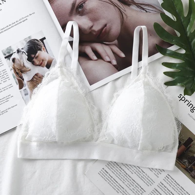 

Fashion Women Seamless Bras Deep V Bralette French Style Lace Bra Girls Triangle Cup Lingerie Wireless Underwear Thin Brassiere