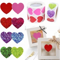 500pcsroll red heart shape stickers valentines day paper packaging sealing labels wedding birthday supplies stationery sticker