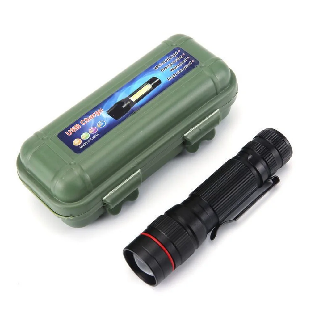 

Aluminium Alloy Flashlight Telescopic 3 Gear Adjustable Rechargeable USB Charging Backpacking Electric Torch Lighting Tool