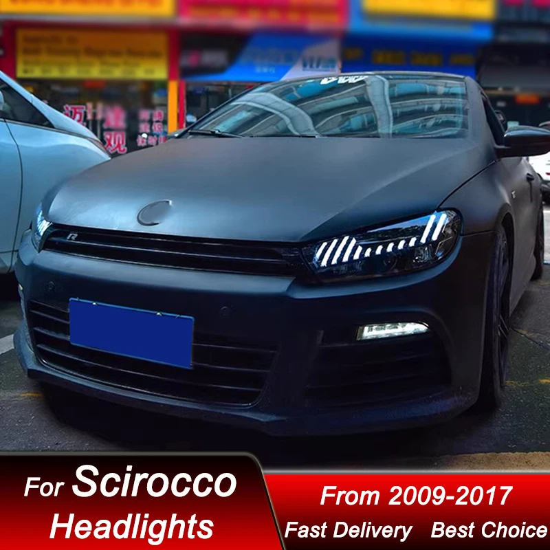 Автомобильные фары для VW Scirocco 09-17 RS стиль светодиодный автомобильная фара в сборе