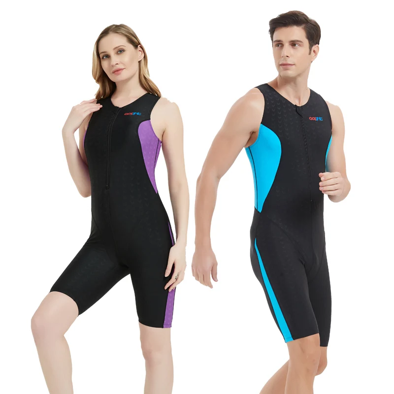 Women One Piece Competitive Training Bathing SwimWear Men Professional Knee Length Racing Surfing Beach Swim Triathlon Bodysuits