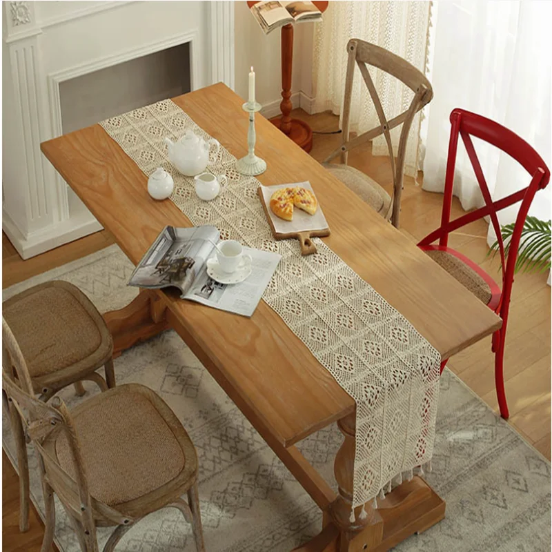 

Tassel Table Flag American Exquisite Cotton Retro Hand-crocheted Hollow Easter Table Towel Coffee Table Cover Cloth Table Mat
