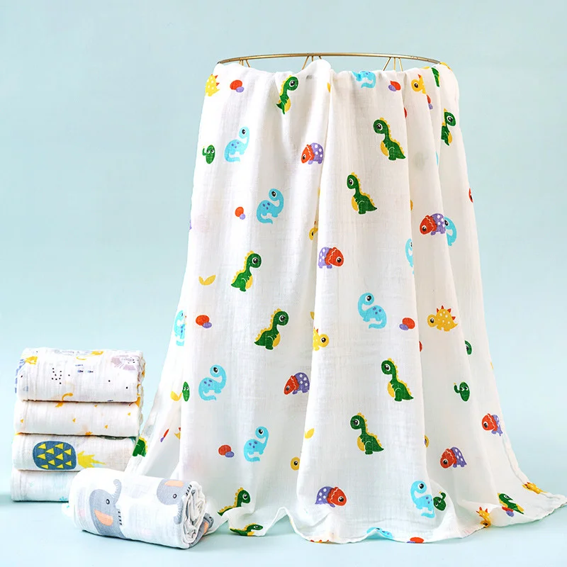 

110x110cm Baby Muslin Blanket Organic Cotton Soft Newborn Swaddle Wrap Dual Layers Infant Bath Towel Kids Crib Receiving Blanket