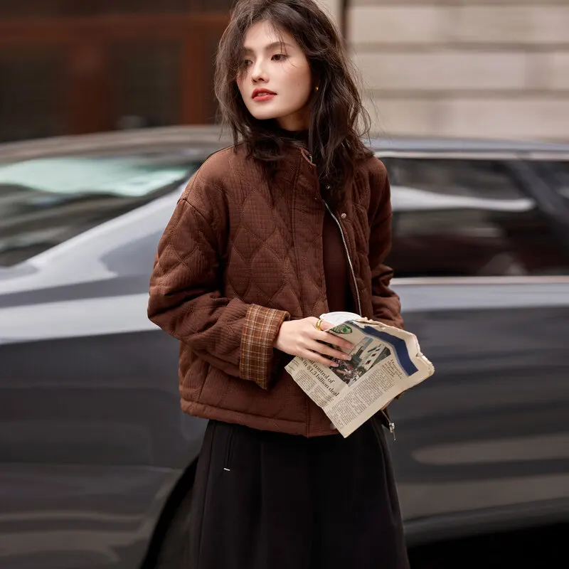 Su Xingdi Paradise Winter Loose Fashion Stand Collar Cotton-Padded Coat Slimming Top Korean Sle Short Rhombus Plaid Cotton-... |