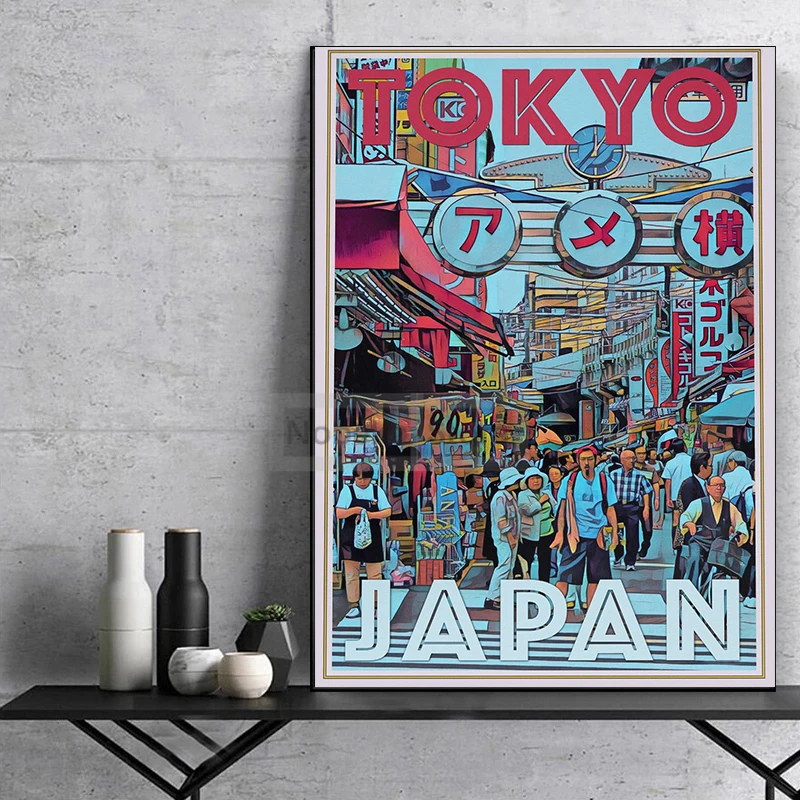 Винтажный японский туристический постер Токио Киото Осака Мияjima принты холст