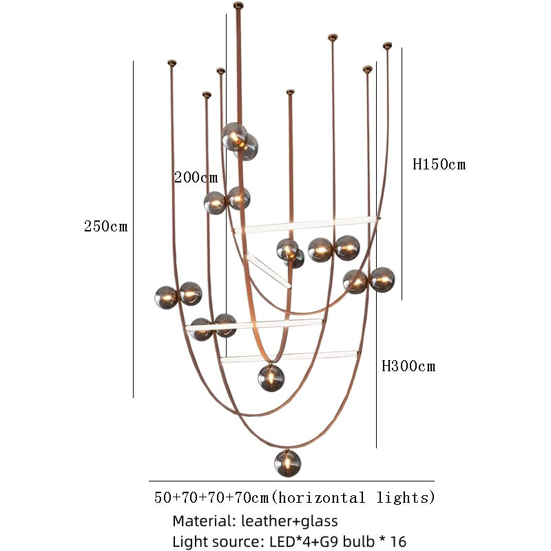 

Подвесные светильники IWP, коричневые, черные, искусственная кожа, прозрачные, серые, стеклянные