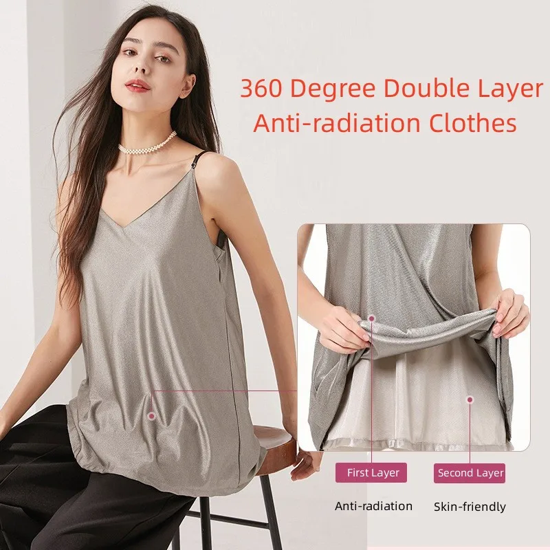 

Double Layer Maternity Radiation Protection Clothes 360 Degree Pregnant Women Anti-radiation Sling Vest Silver Fiber Inner Wear