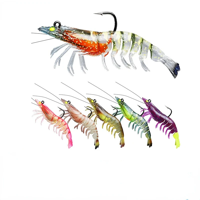 Tpe Material Lead Head Shrimp Luminous Shrimp Type Soft Bait Lures Multi-section Package Lead Shrimp Bait Lure Wholesale Jigging