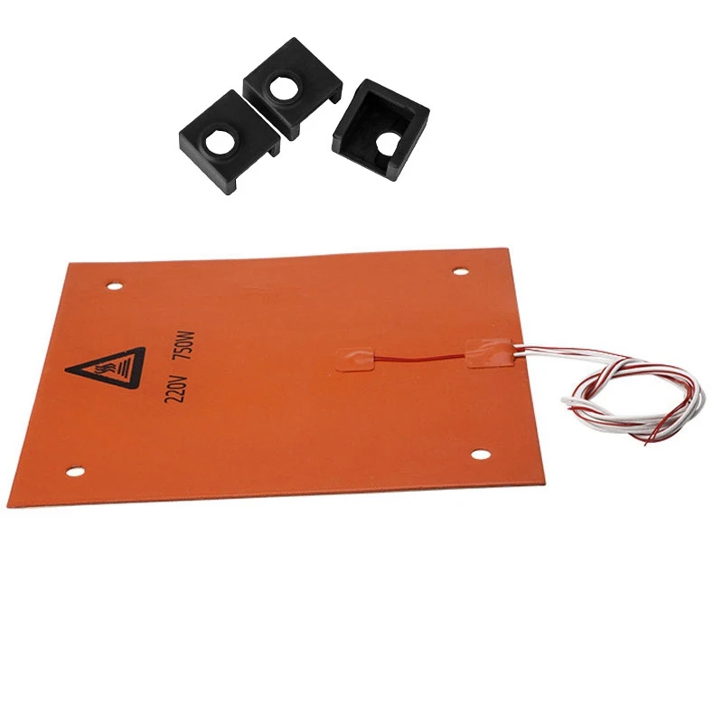 

750W 220V 310X310mm Silicone Heated Bed Heating Pad With 3D Printer Silicone Case Set Of Three For Ender 3 CR-10 CR-10S