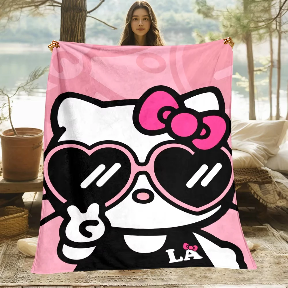 Одеяло с HD-принтом Hello Kitty легкое фланелевое покрывало для кровати путешествий