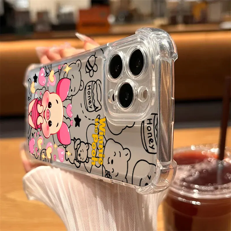 Милый чехол для телефона с Винни-Пухом для iPhone 17, 16e, 16, 15, 14, 13, 12, 11 Mini, Air, Pro, Max, XR, Plus, противоударный, прозрачный (art.: 3920dbcf9880d) - 3920dbcf9880d