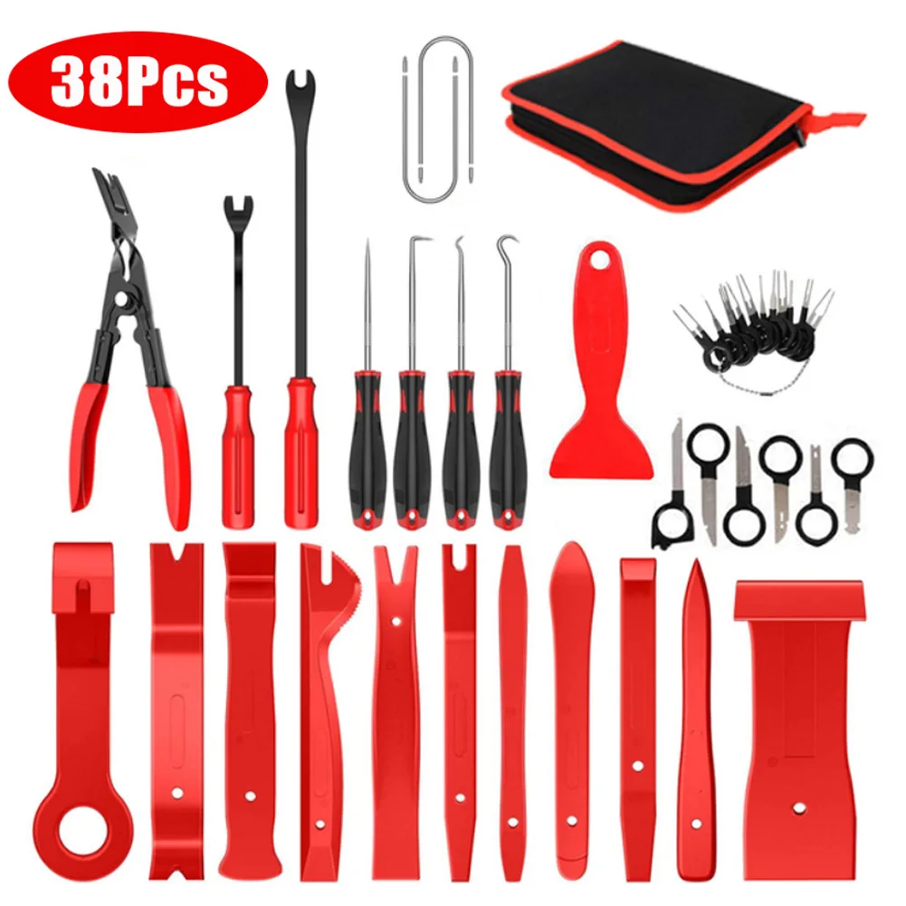 

38pcs Car Audio Interior Trim Removal Pry Tool Kit Car Panel Dashboard Clip Car Accessories High-quality Audio Disassembly Tool