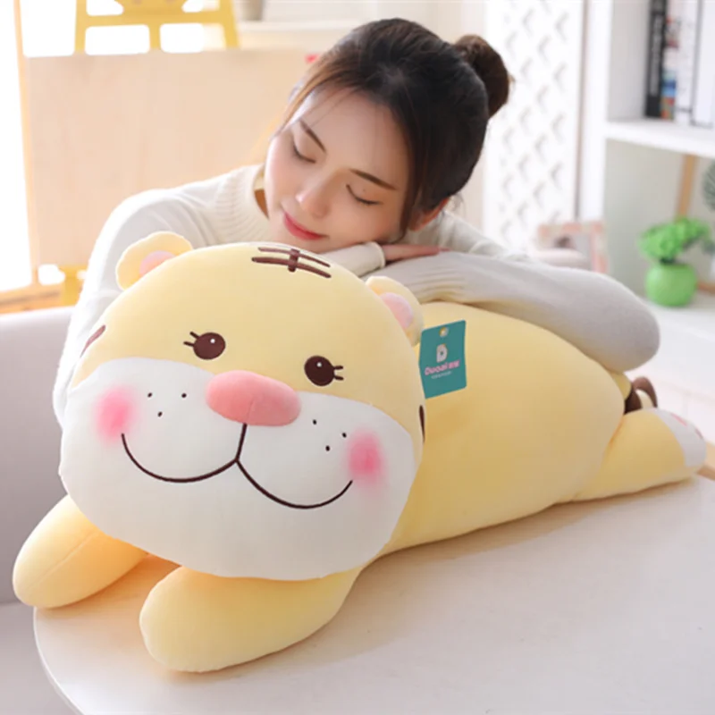 

1pc Cartoon Soft Stuffed Lying Animals Tiger Plush Toys Pillow Cartoon Animal Kawaii Doll Cotton Girl Toys For Kids