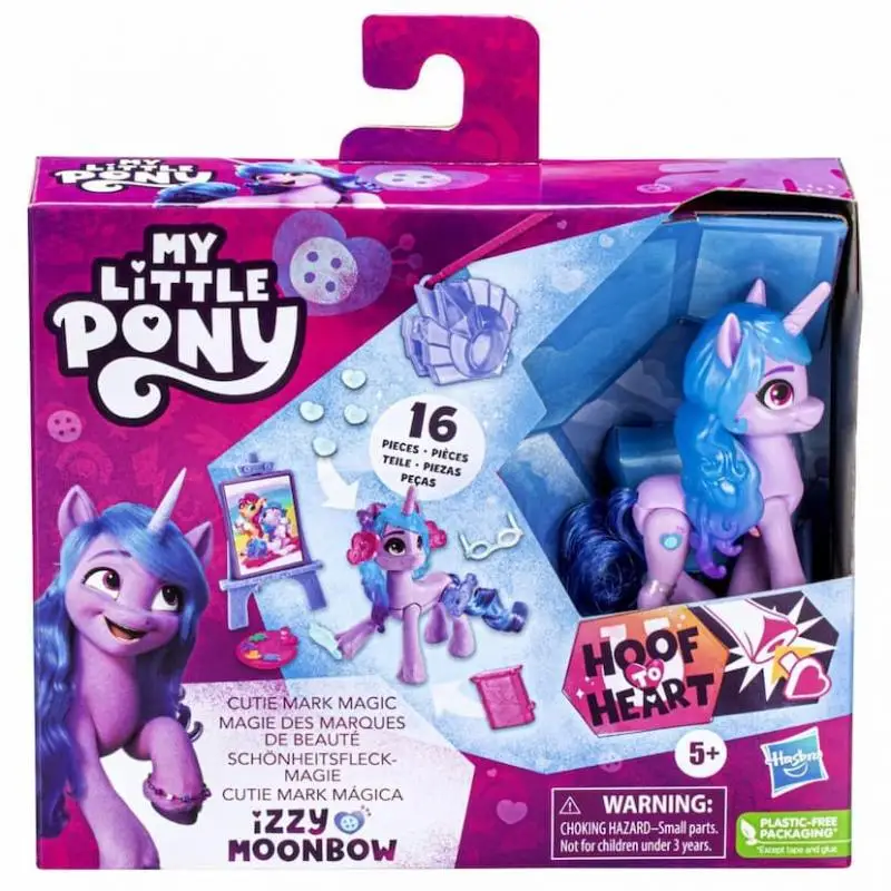 

Hasbro My Little Pony: игрушка «сделай свою марку», волшебный галстук-бабочка Izzy Moonbow, 3-дюймовый пони «копыт-сердце» F5252