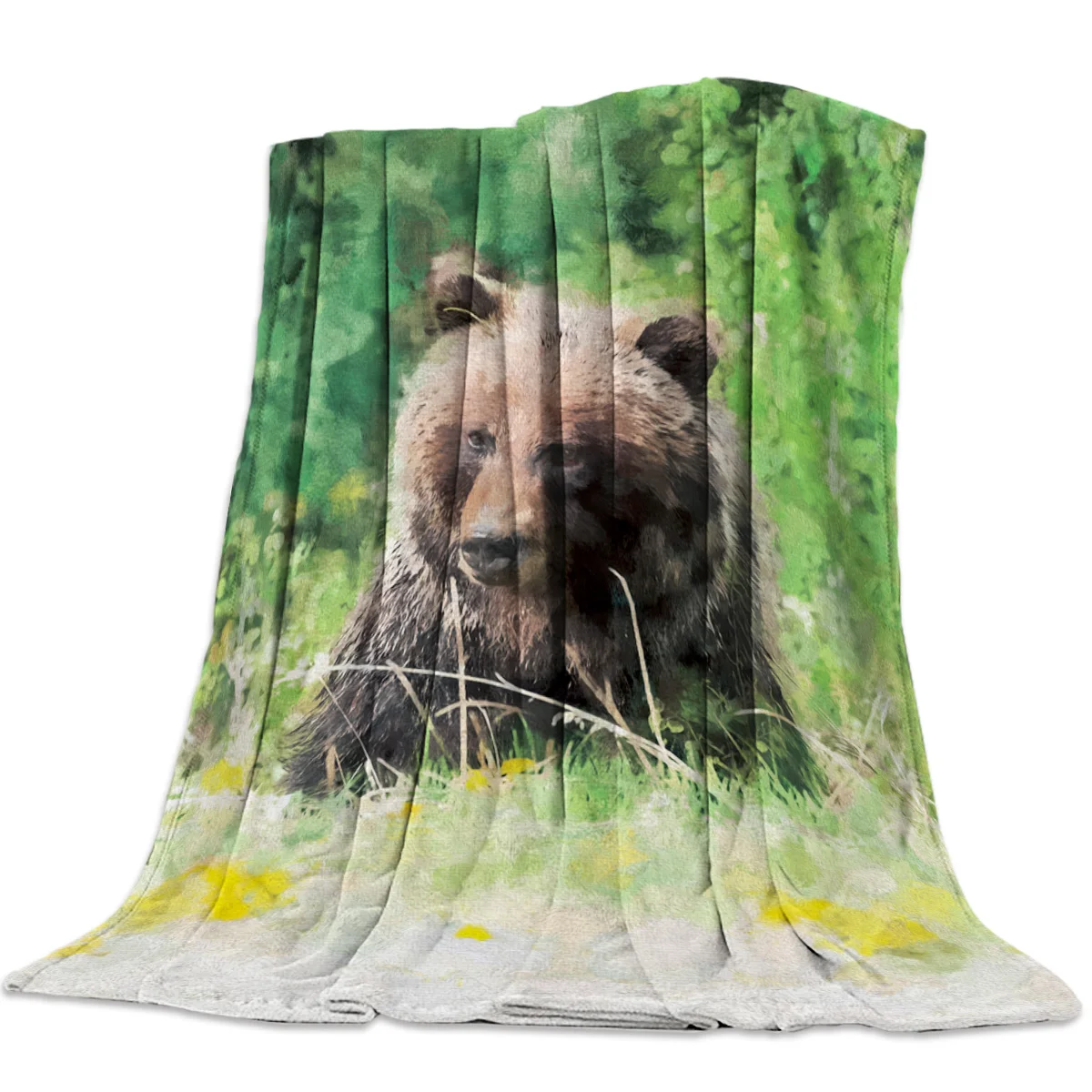 

Fleece Bed Blanket Bedspread Coverlet Bed Cover Soft Lightweight Warm Cozy Blankets Brown Bear Flannel