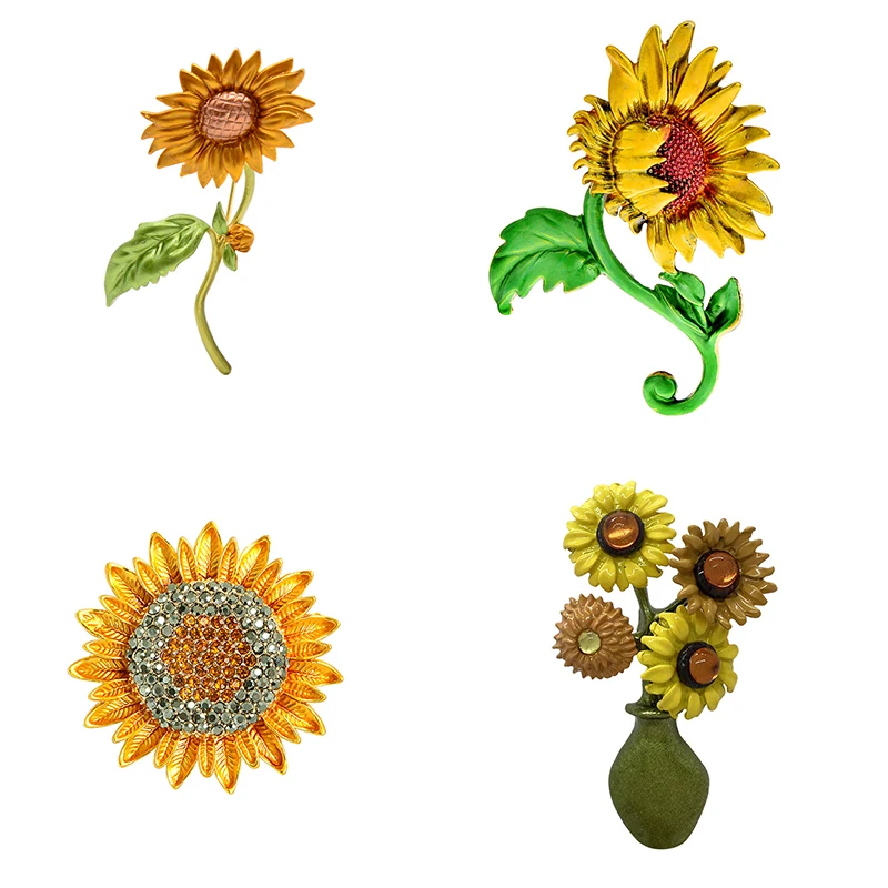 

Vintage Art Van Gogh's Sunflower Brooch Pin Corsage Elegant Sunflower Plant Buckle Female Dress Clothes Suit Scarf Clip Gift