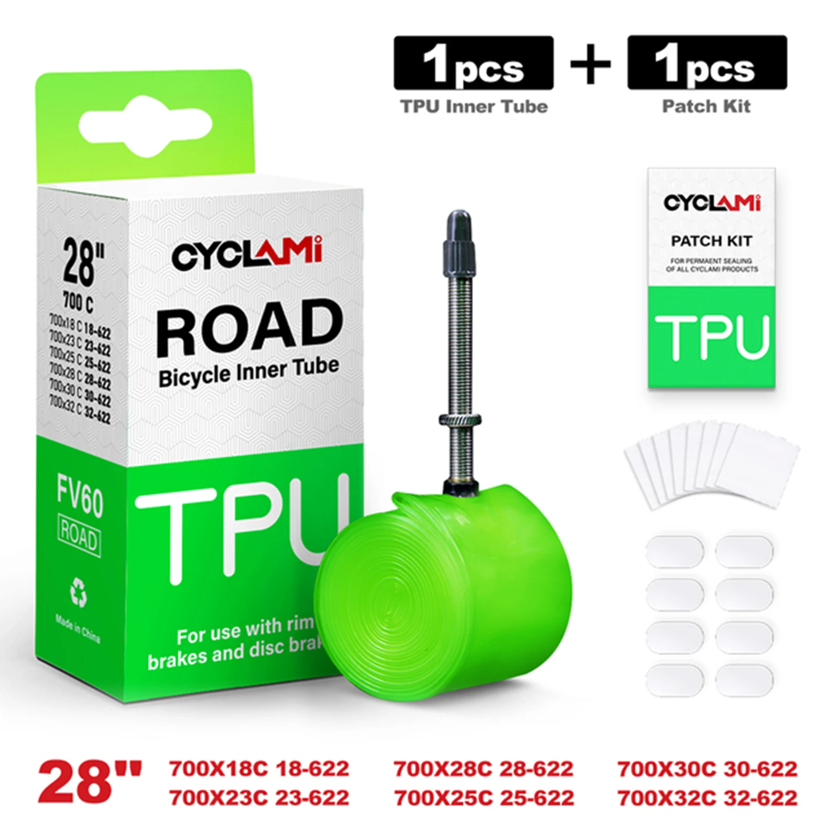 

1pc/2pcs Road Inner Tube Ultralight Bike Inner Tube 700C 18-32 Road Bicycle TPU Material Tire 60mm Cycling Accessories Parts