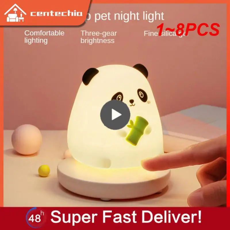 

1~8PCS Bedroom night light for children cute animal pig rabbit led Silicone lamp Touch Sensor Dimmable kid Holiday Gift