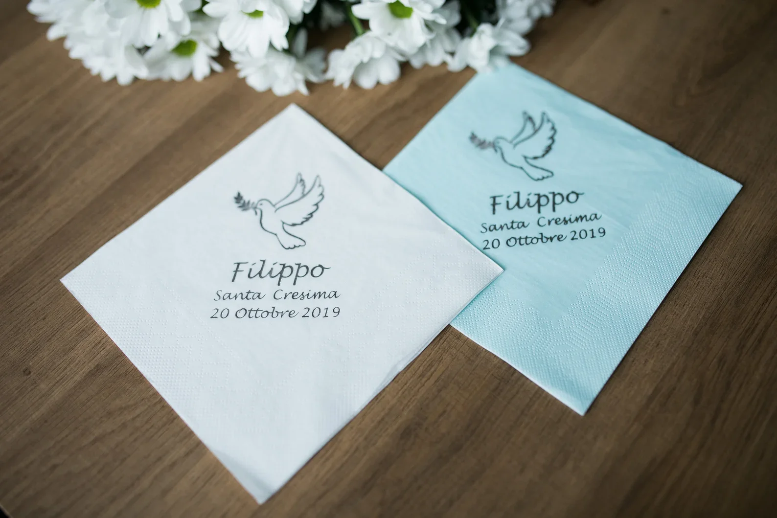 50 Bedruckte Servietten Персонализированные салфетки Голубь Коммунион Konfirmation