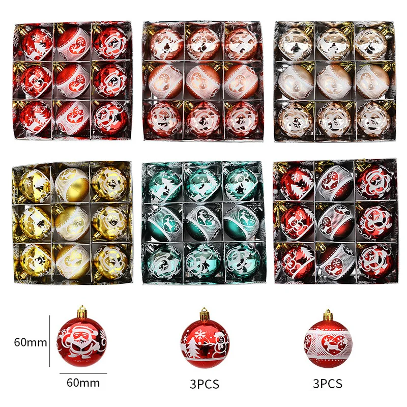 

9pcs 6cm Christmas Ball for Christmas Tree Props New Year Party Decorations Christmas Present Small Pendant Decorative Items