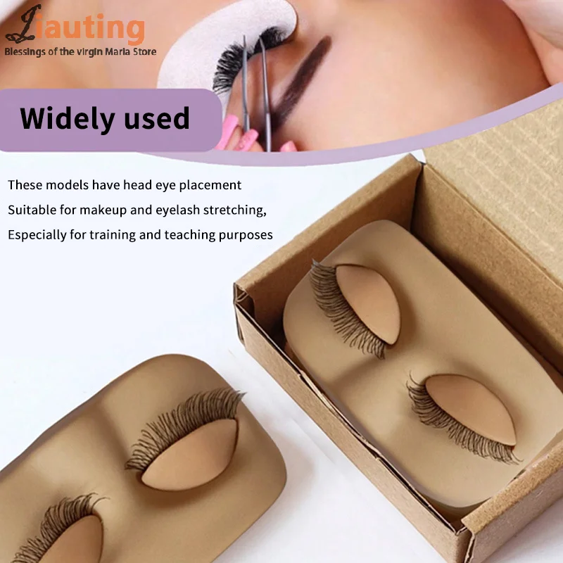 Фото Плоская модель Mini Lash, тренировочная голова для наращивания ресниц со съемными сменными веками и накладными ресницами №3
