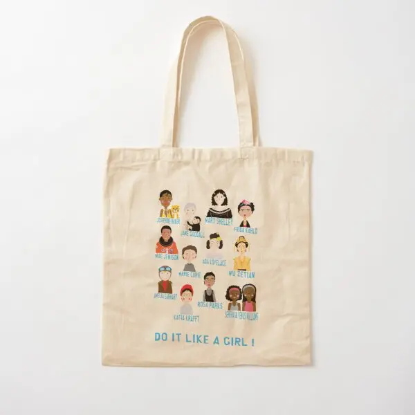 

Do It Like A Girl Cotton Canvas Bag Shopper Casual Shoulder Bag Tote Grocery Printed Designer Reusable Foldable Handbag Unisex