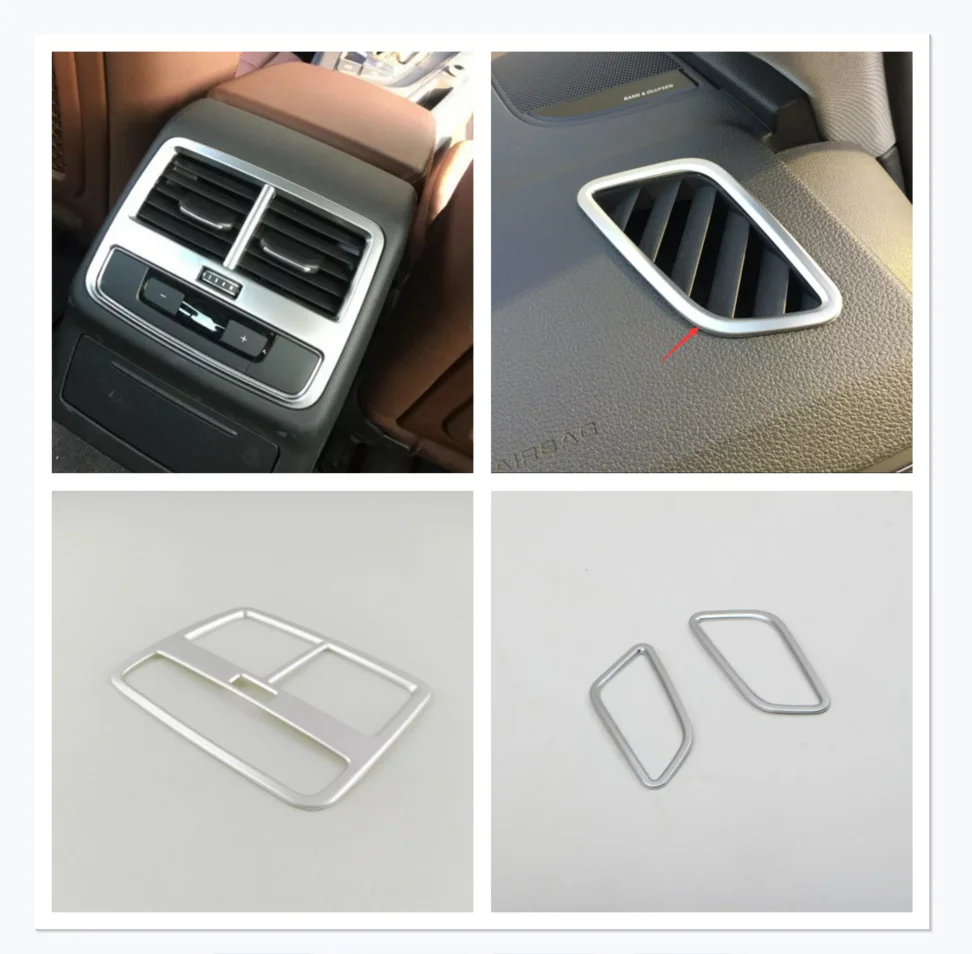 

For Audi A4 B9 A5 Sedan 2016 - 2020 Accessories Rear Armrest Box Air Conditioning AC Vent Outlet Molding Cover Kit Trim