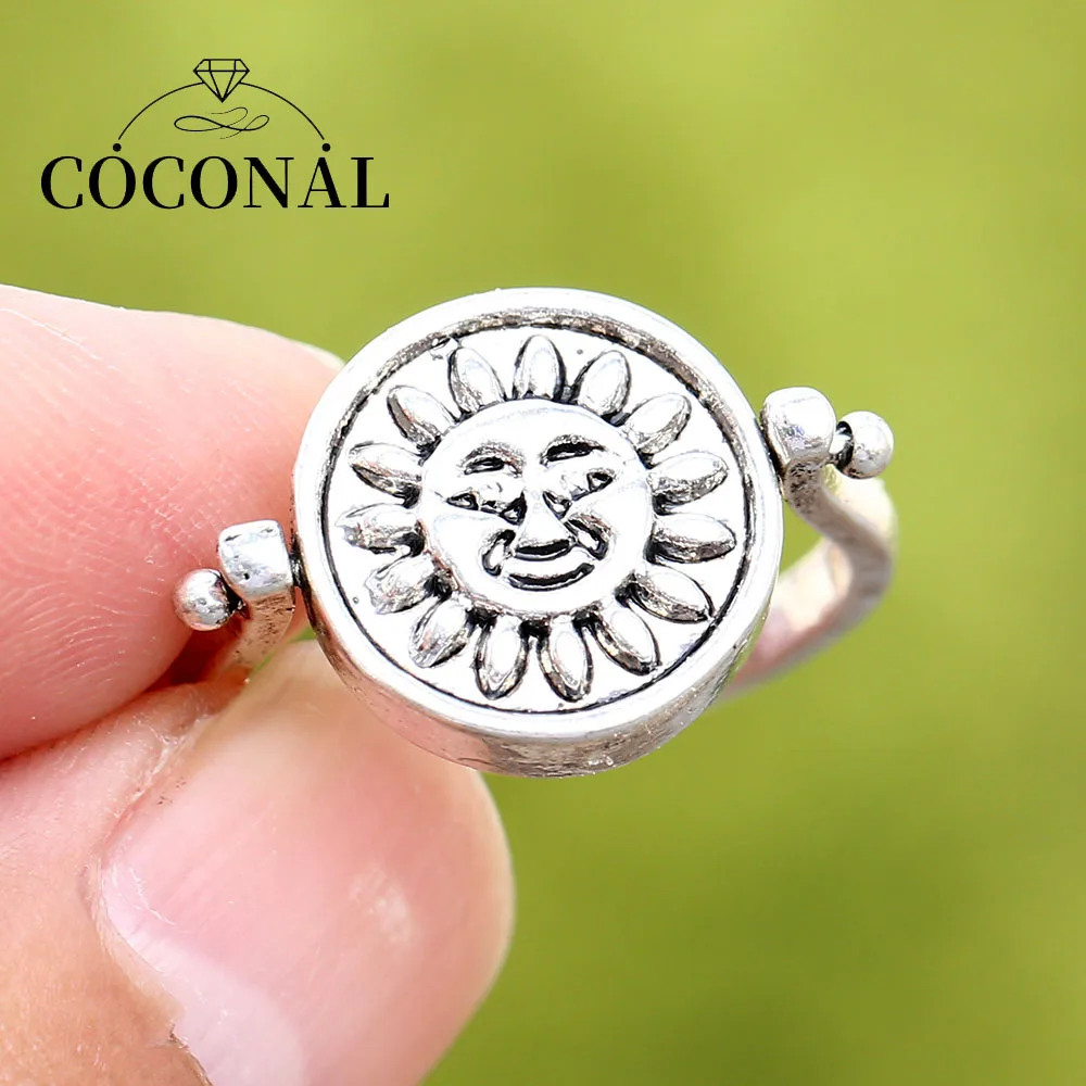 

Coconal Punk Men Metal Sun Rotating Women's Ring Fashion Trend Hip-Hop Rock Style Party Popular Jewelry Creative Gift