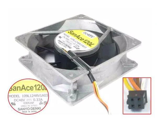 4-проводной охлаждающий вентилятор Sanyo 109L1248V1A03 DC48V 0.33A, 120x120x38 мм